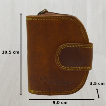 Elegante kleinere Damen Leder Geldbörse in halbrund mit RFID Schutz (hellbraun)